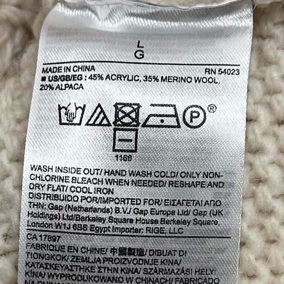 Banana Republic Cream Ivory Mixed Stitch Chunky High Neck Turtleneck Large - Picture 4 of 5